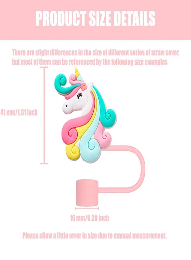 Cussom 4PCS Pink Straw Toppers Set, 10mm Unicorn Straw Covers Cap Compatible with Stanley Cups 30&40 Oz Tumbler with Handle, Reusable Silicone Drinking Tips Accessories - Image 2